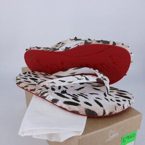 Christian Louboutin 37 Super Loubi Flip Flop Gigi Animal Print Donna Flats E920